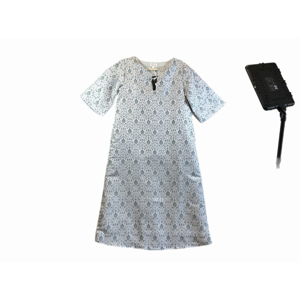 NWT Beau & Ro Cornelia Midi Dress XS Silver Jacquard Brocade Party Wedding $278